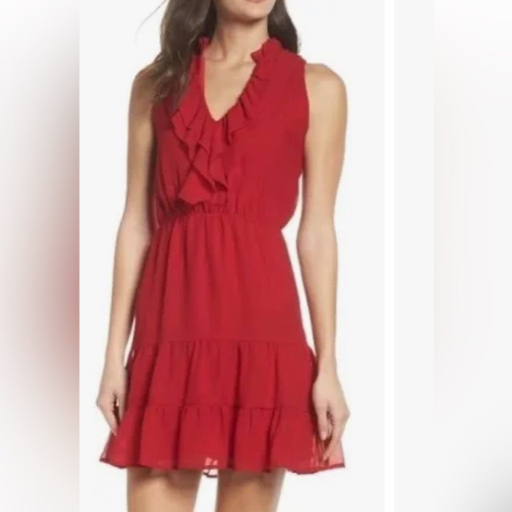 Greylin Red Ruffle Dress